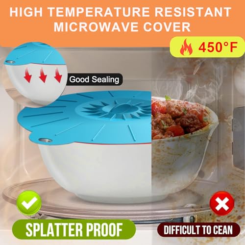 image for Daxiongmao 7 Pack Silicone Lids, Microwave Splatter Cover, 5 Sizes Reu
