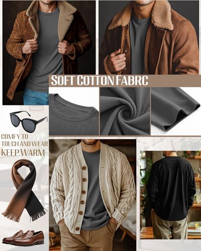 Neer 4 Pack Mens Big and Tall Shirts, 95% Cotton Long Sleeve Crewneck Casual Tops Plus Size Basic Tee Shirts Multipack4