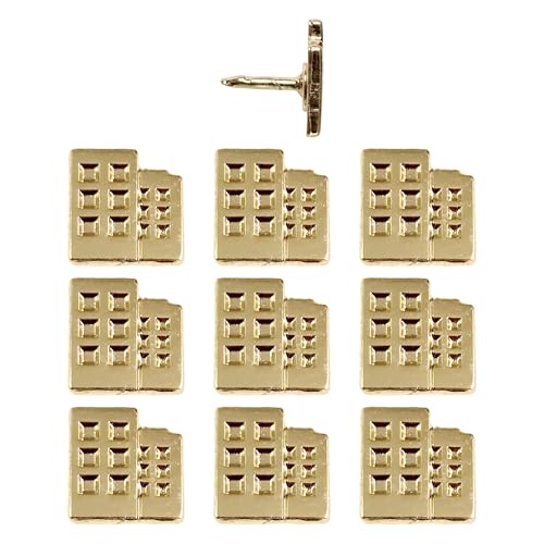 Image of Building Push Pins - Gold Metal Building Pins - for Cork Board, Maps, or Lapel Pin Use - Designed in USA - Set of 10