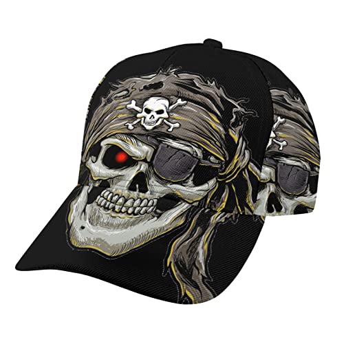 HABXNJF Casquette de camionneur réglable, casquette de baseball tête de mort, chapeau hip-hop pour homme et femme, Noir , taille unique Cover