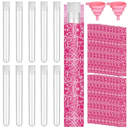 32 Pcs Secret Tampon Flask Set Clear Reusable Plastic Tubes with Tampon Wrappers and Foldable Silicone Funnels Plastic Tube Flasks Secret Flask Containers for Cruise Concert Outdoor Sport