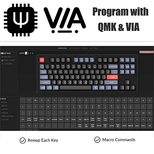 Image of Keychron V3 TKL 80% Layout Custom Wired Mechanical Keyboard, 87 Keys RGB Backlight QMK /VIA Programmable Macro, Hot Swappable K Pro Red Switch PBT Keycaps for Mac Windows (Carbon Black)