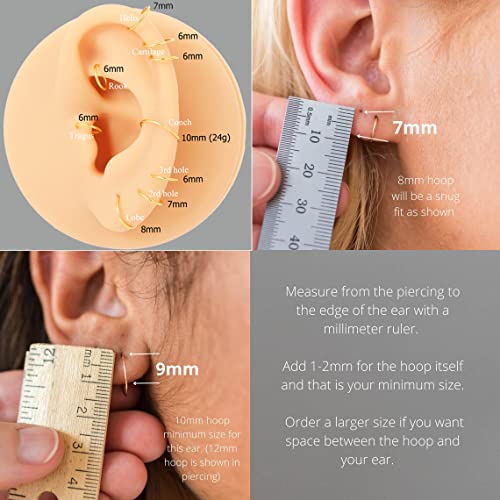 3 Pairs 14K Gold Filled Sterling Silver Small Hoop Earrings For Women Tiny Cartilage Hoop Earring Helix Tragus Piercing Jewelry 22G Nose Rings Hoops For Girls #TOP5