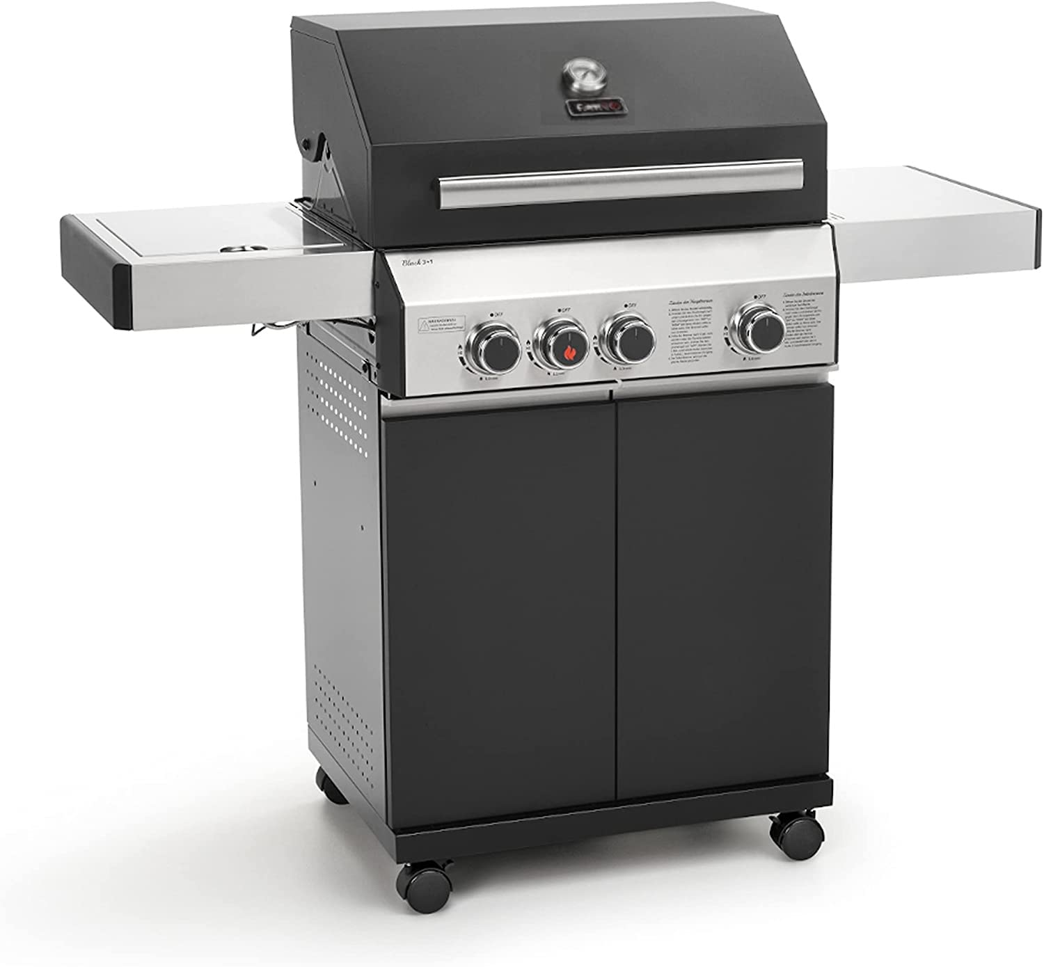 Cosmogrill Barbecue Gas 3+1 Premium Black Outdoor Bbq Grill With Sear & Ring Side Burner (Barbecue)