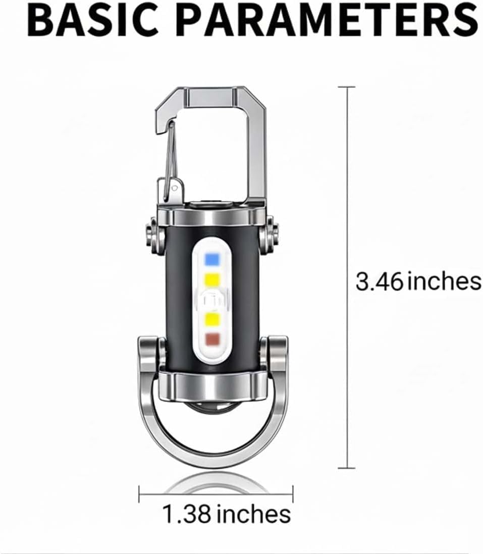 Paquete de 5 llaveros portátiles recargables brillantes tipo C con luz LED USB con diseño de múltiples modos de iluminación, función de fuente de luz portátil para camping, senderismo (5 unidades)
