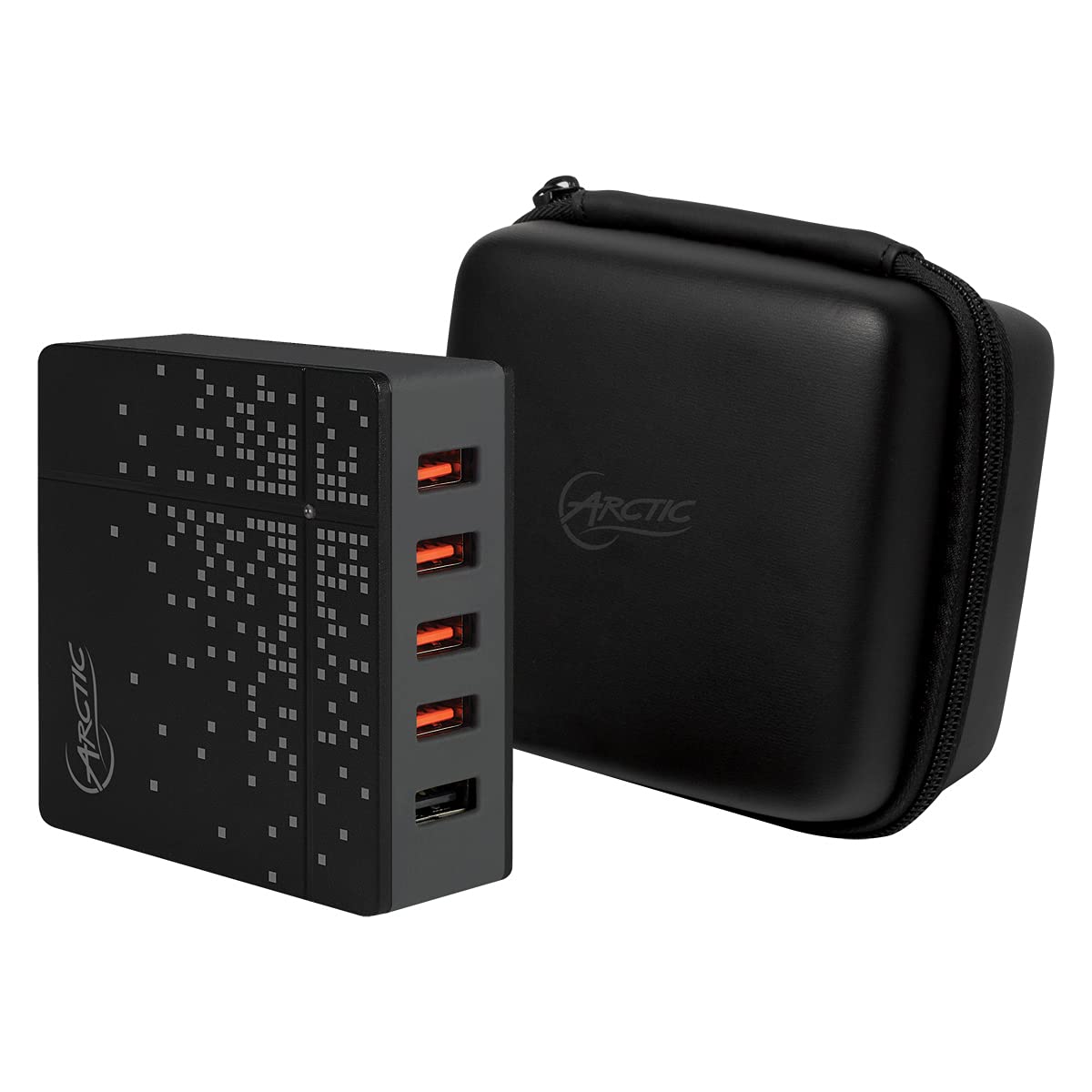 ARCTIC Global Charger 8000-5-Port USB Fast Charging with Complete Travel Set of Cables - Black