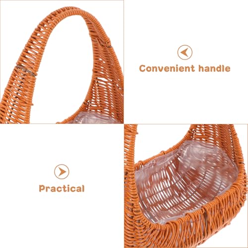 PRETYZOOM Imitation Handwoven Wicker Handbag Basket Purse Women Straw Tote Boho Tote Bag For Summer Beach Casual Vacation Chic Brown3
