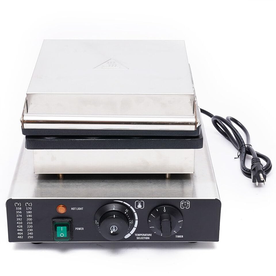 Commercial Round Waffle Maker Electric Mini Waffle Iron, 16 Grids 1750W Nonstick Stainless Steel Round Belgian Waffle Machine, 122-572°F Temp Range for Restaurant, Snack Bar, Food Stall