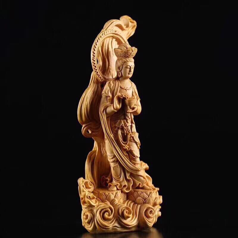 TEESONG Półka na książki dekoracja drewniana statuetka chińskiego Buddy oryginalny kolor drewna solidna rzeźba dom salon Feng Shui ozdoby dekoracja domu
