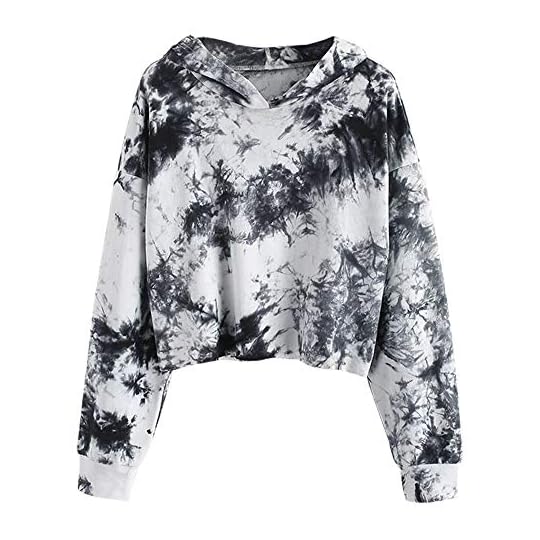 ZAFUL Women's Long Sleeve Crop Top Tie Dye Pullover Hoodie Hooded Sweatshirt
