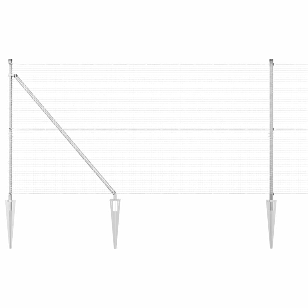 Fence Post Silver 25 x 1.4 m 19 x 19 mm Mesh Steel Outdoor Garden Boundary Post Set Weather Resistant Powder Coated Fencing Kit for Privacy and Security Modular