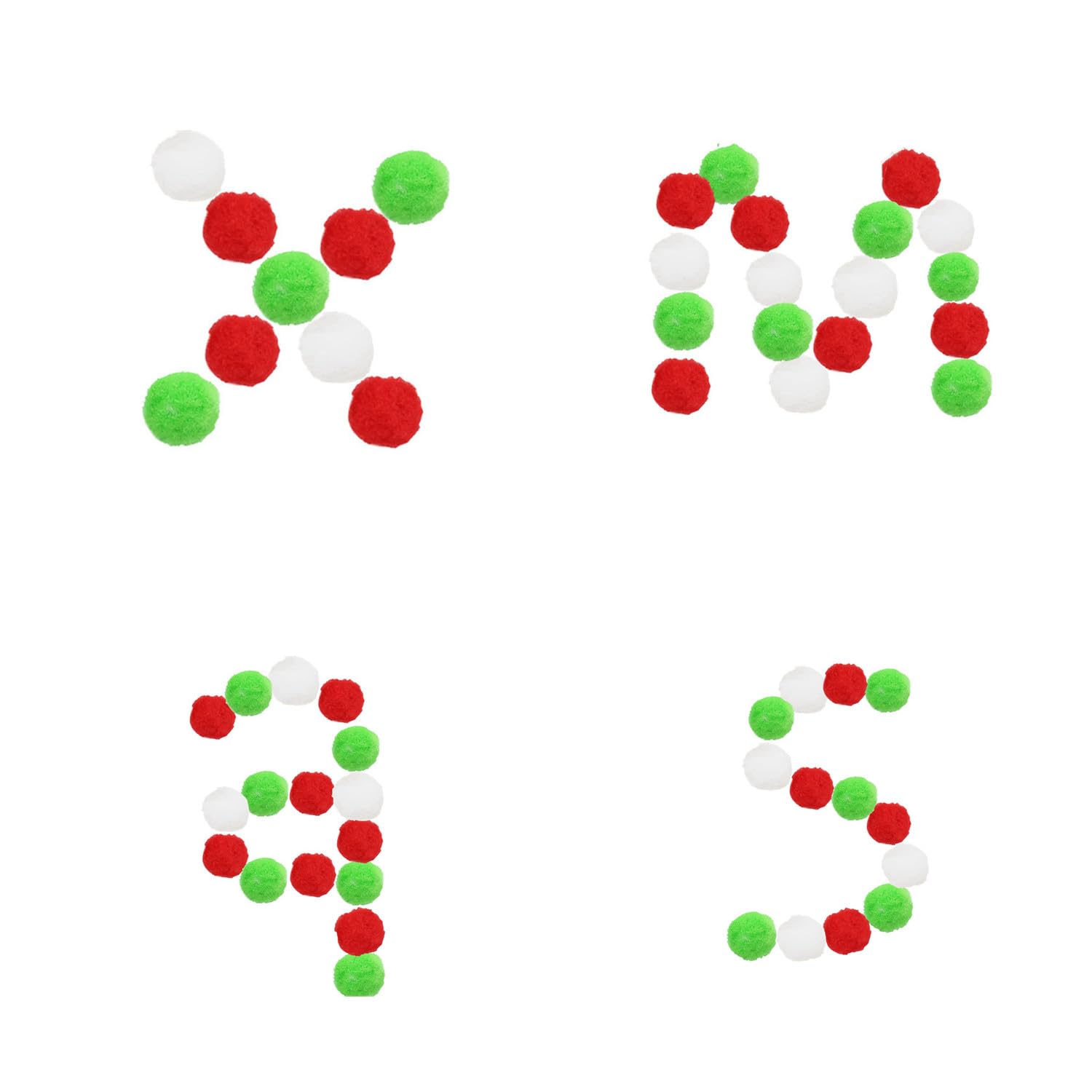 300 Pcs Pom Poms ,0.39INCH Pom Poms Arts and Crafts,Pom Poms Balls for Christmas Decorations,DIY,Crafts, Kids (Red,Green,White)