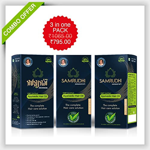 Image of Samrudhi Kesakeram Ayurvedic Hair Oil The Complete Hair Care Solution 100ml (Pack of 3)