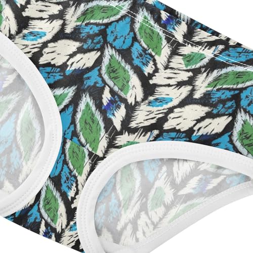 Joisal Artistic Ikat Blue Green Leaf Cute Panties Girl Toddler Underwear Floral Cotton Colorful Briefs Kids Undies 2t4