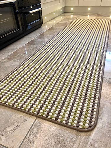 Jollys NEW SUGAR LIME GREEN BROWN CREAM COLOURED MODERN WASHABLE NON SLIP KITCHEN UTILITY HALL LONG RUNNER DOOR MAT RUG (7 (67X120CM)