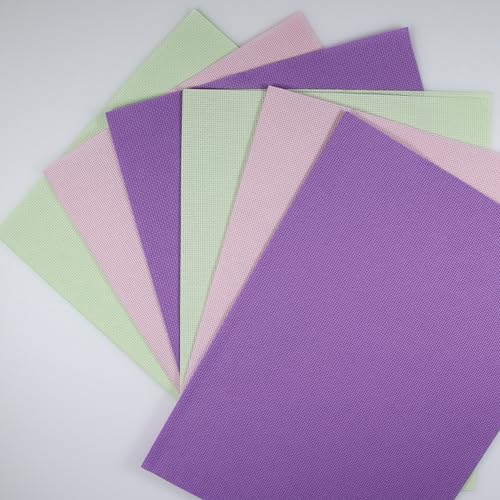 Image of KCS 4 /6 pc of 12 inch x 18 inch 30cmx45cm 16CT Counted Cotton Aida Cloth Cross Stitch Fabric (Lavender+Pink+Light Green, 6 pc)