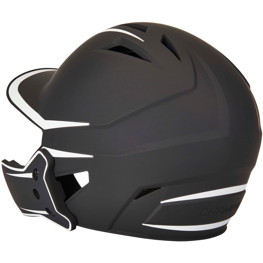 Casco de bateo CHAMPRO Hx Legend Plus para adulto con protector de mandíbula universal - HXM2JGBS, mayor, Negro, Blanco