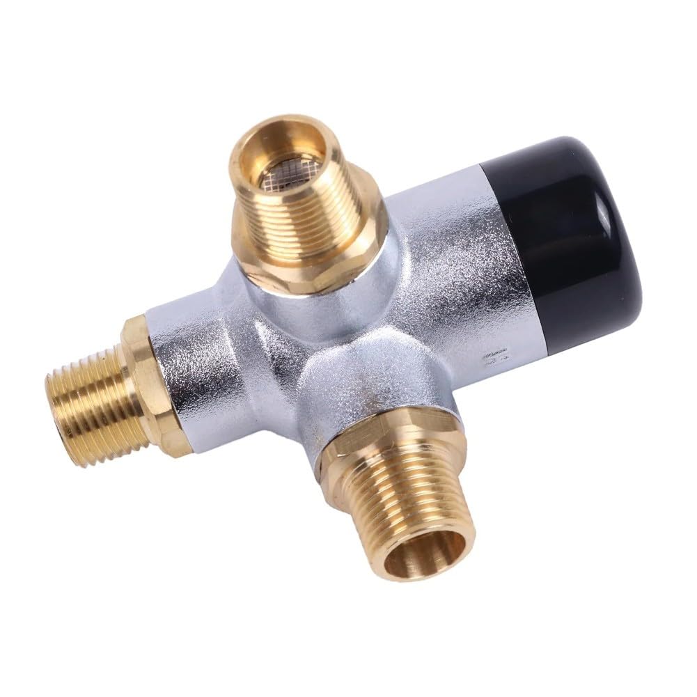 ZYWUOY Valvola miscelatrice termostatica in ottone, miscelatore per acqua calda e fredda, controllo temperatura da 1/2 pollici, resistente anti-scottatura, per camper, cucina, bagno