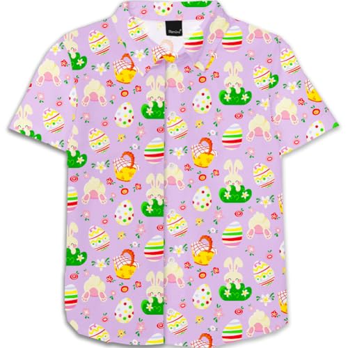 Image of Remimi Unisex Kids 4th of July Button Up Shirt Boys American Flag Print Hawaiian Beach Short Sleeve Tops 5-14 Years