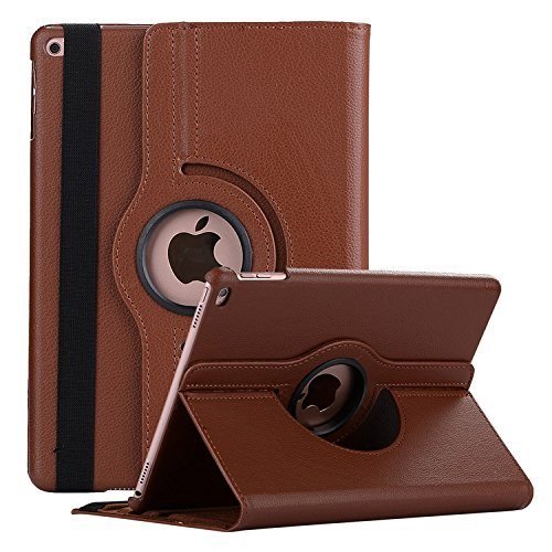 Grab N Go Ipad Air iPad 9.7 inch 360 Degree Rotating Stand Case Cover 2018/2017/ 5th & 6th Generation Model A1822 A1823 A1893 A1954 & 2013 A1474 A1475 A1476 A1566 A1567 (Brown)