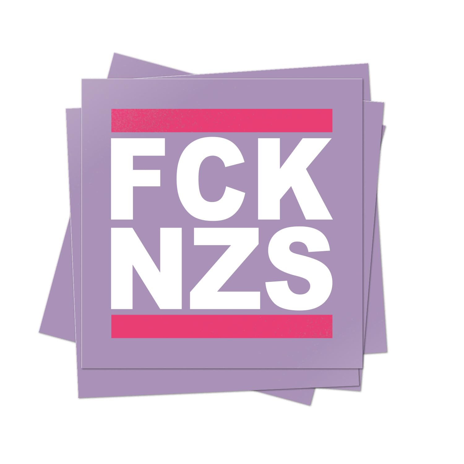 Pegatinas de colores FCK NZS 7,4x7,4 cm lila para exteriores