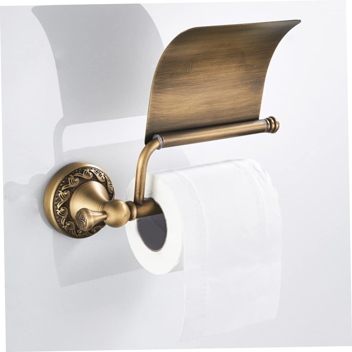 Portarotolo Carta Igienica in Rame Stile Europeo Retrò Oro | Montaggio a Parete, per Bagno e Hotel, Design Antico dal Profilo Raffinato