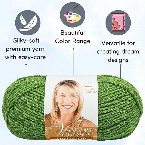 Image of Lion Brand Yarn Vanna'S Choice 860-172 Kelly Green | 3 Skeins, Same Dye Lot, Project Bag, CYC #4 Worsted, 100% Acrylic, Ideal for Crochet, Knitting Blankets, Hats, Scarves
