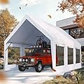 Quictent Heavy Duty 12x20 ft Carport Canopy with High Peak and Ventilation Window Sidewalls, Storage Shed for RV/Truck/Boat Outdoor Party Tent for Wedding - White