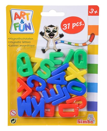 Simba 104591456 Alphabet Fridge 31 Pieces 3.2cm High Magnetic Capital Letters | Bright Vibrant Colours | Made of Durable, Safe Plastic | Ages 3+, Multicoloured