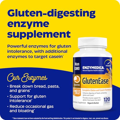 Enzymedica GlutenEase, Advanced Digestive Enzymes for Women and Men, Fast-Acting Formula for Bloating Relief & Digestive Health, Helps Break Down Gluten & Casein, 120 Capsules FFP - Image 7