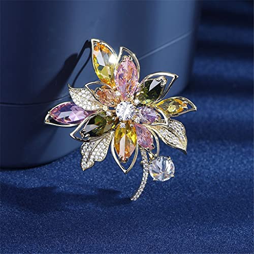 Broche à fleurs rétro en zircon, le cadeau idéal pour costume