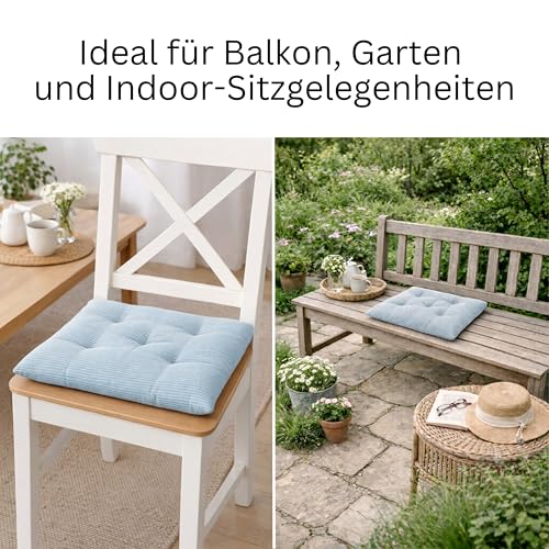 Cojines de asiento Esprit lavables contra sillas incómodas pack de 2 azul claro 40x40 4