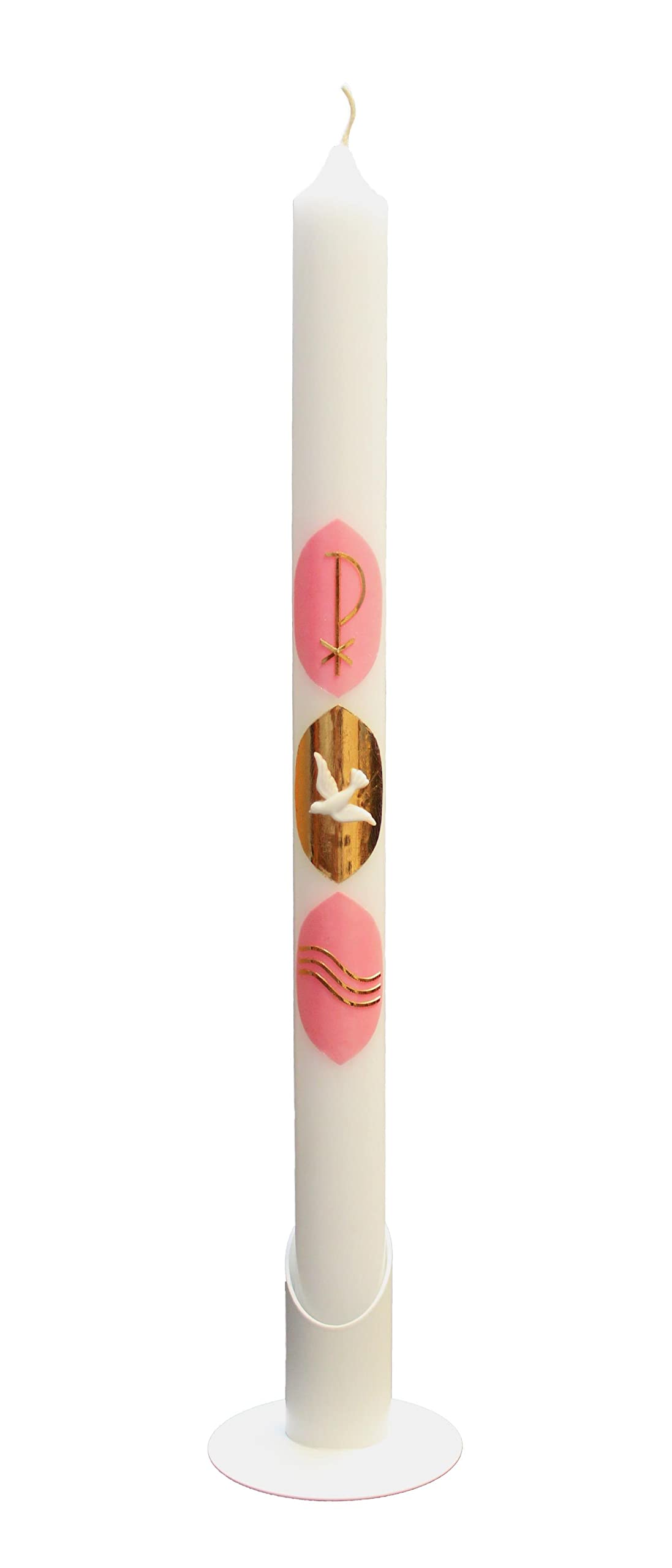 Wiedemann Vela de comunión para bautizo PAXTaubeWelle 415/30 mm (rosa)
