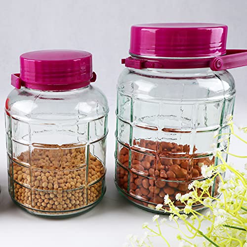 Glass Storage Canister, 77 Oz Mason Jar With Plastic Handle And Airtight Lids ,For Canning, Meal Prep, Jam, Jelly,Milkshakes, Salads,Drinks(Set Of 2) #TOP3