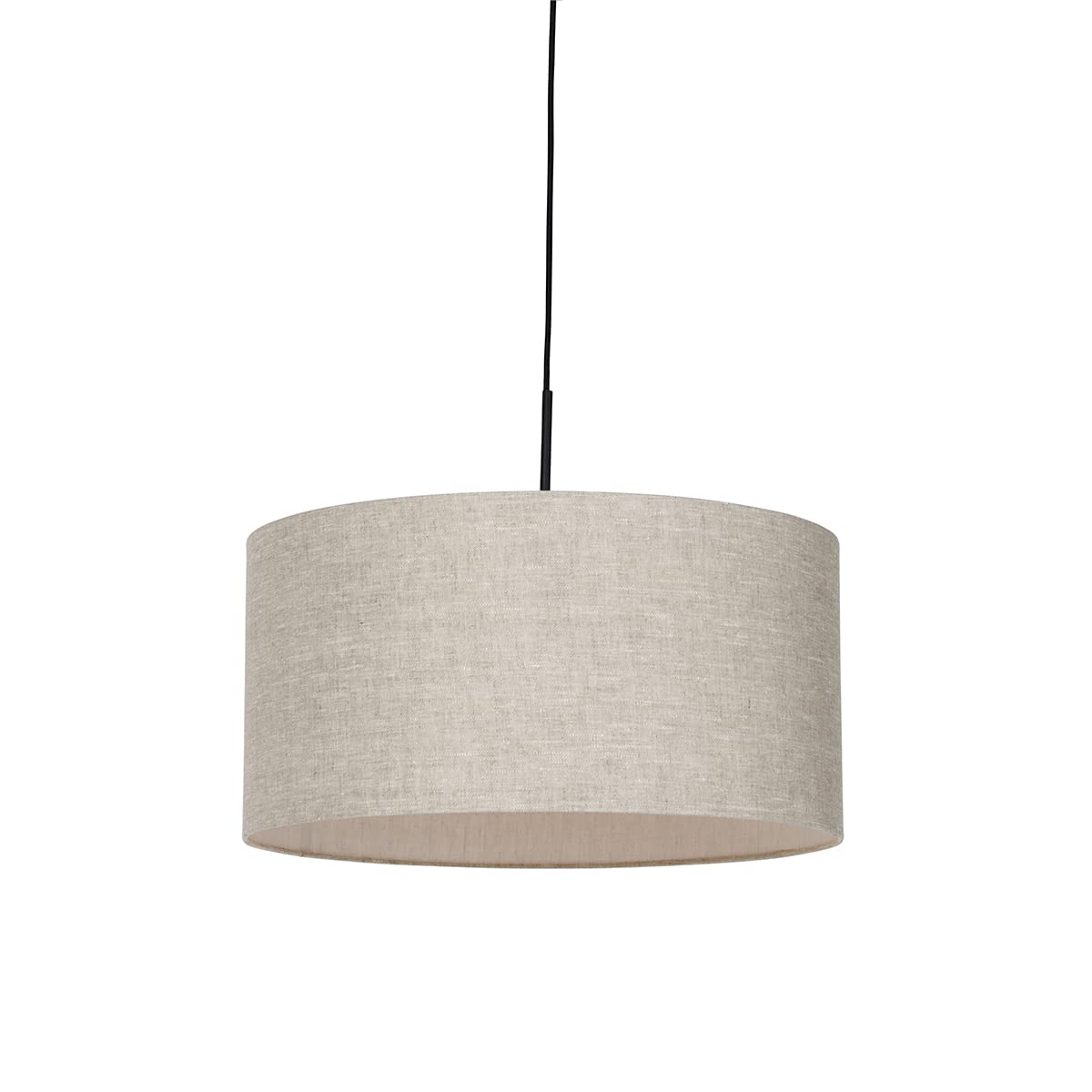 Qazqa Moderno Lámpara colgante rústica negra pantalla beige 50 cm - COMBI 1 Textil/Acero Redonda Adecuado para LED Max. 1 x 60 Watt