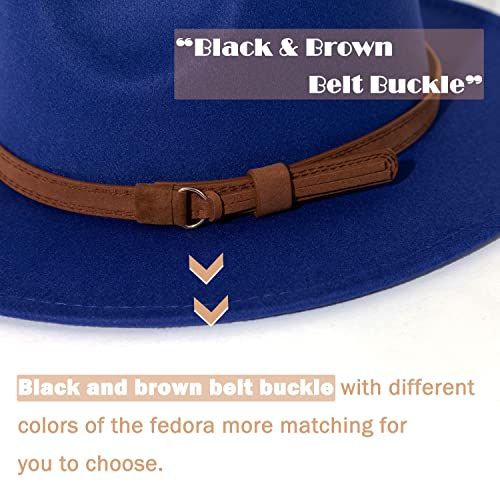 Image of Lisianthus Men & Women Vintage Wide Brim Fedora Hat | Classic Belt Buckle Decor, Adjustable Drawstring, Inner Breathable Sweatband, Timeless Style, Ideal for Travel & Daily