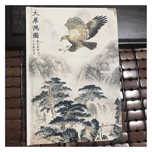 ノートブック, クリエイティブな中国風レトロリネンカバーノート、水墨画の蓮の花、厚手のハンドブックスケジュール(K)