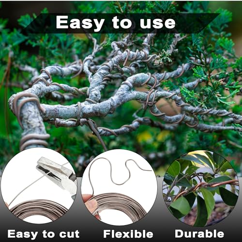 Basteldraht für,Bonsai Aluminiumdraht,Bonsai Draht,Flexibler Eisendraht, Kreatives Bonsai-Kit, 5 Größen, Eloxierter Aluminium-Bonsai-Draht – 1,0 mm, 1,5 mm, 2,0 mm, 2,5 mm, 3,0 mm (50 Meter) (Braun)