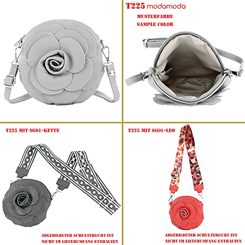 T225 - Leather Shoulder Bag, Floral Pattern, Small Size3