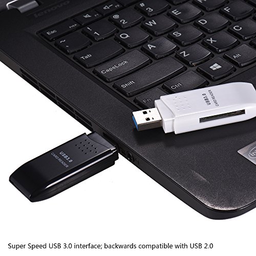 KKmoon Leitor de cartão USB 3.0 SDXC TF 2 em 1 para Tablets PC Laptop Computador Preto