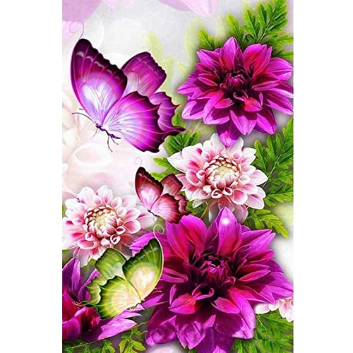 Diamond painting papillon fleur 60x120cm | Kit broderie diamant grand format pour déco salon