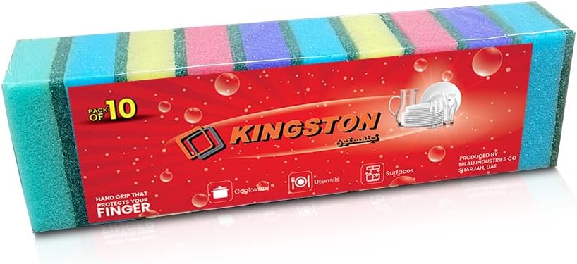 Kingston Cleaning Sponge with Scouring Pad 10-Pack