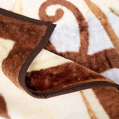 Image of Fleece Plush Soft Throw Blanket - Lightweight Crib Blanket for Baby Bed Lounger - Fuzzy Warm Cozy Toddler Blanket for Daycare Preschool Naptime, 43 inch X 30 inch (Ivory Monkey)