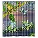 Home&Family Cartoon Butterfly Frog Green Leaves High Quality Fabric Bathroom Shower Curtain with Hooks 66 x 72 Inches