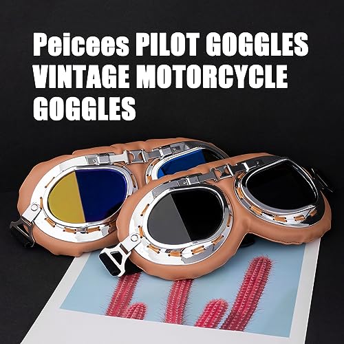 Image of Peicees Vintage Helmet Goggles Motorcycle Goggles Bike Motorcross Pilot Goggle