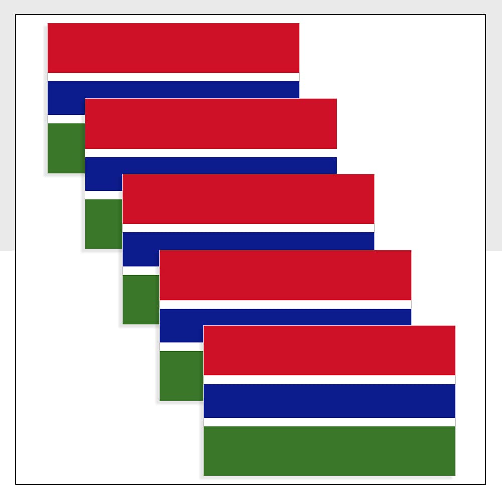 Gambia Flag Vinyl Sticker Pack of 5 (60 x 36mm) GMB Labels for Car Laptop Van Bike Fridge Helmet Packwith P1178