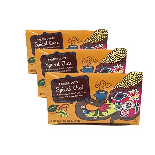 Trader Joe's Spiced Chai Assam Black Tea &Exotic Spices 20 Tea Bags 2.2 Oz. (Pack of 3)
