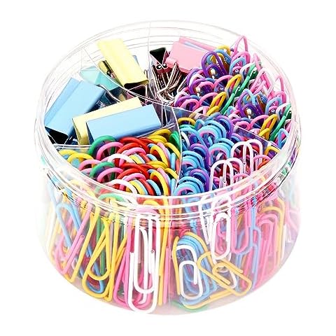 Paper Clips and Binder Clips, Viemior 350pcs Colored Paper Clips Binder Clips Assorted Sizes (Large, Medium and Small), School Supplies Office Supplies Teacher Supplies for Office Desk Essentials Cover