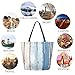 ZzWwR Fashion Extra Large Shoulder Tote Bag, Maritime Blue Beige Old Wooden Canvas Durable Daily Weekender Handle Bag Ideal for Gym Picnic Yoga Beach Travel Kitchen Market Grocery Shopping