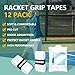 OGEENIER Tennis Racket Grip Tape, 12 Pack, Absorbent and Anti-Slip Tennis Overgrip, Precut Soft Pickleball Paddle/Badminton Wrap Grips Tape